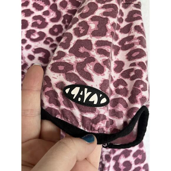 Lazy Oaf Animal Print Cropped Top T-Shirt Pink Black Leopard Print Women XL 2XL - Picture 2 of 6